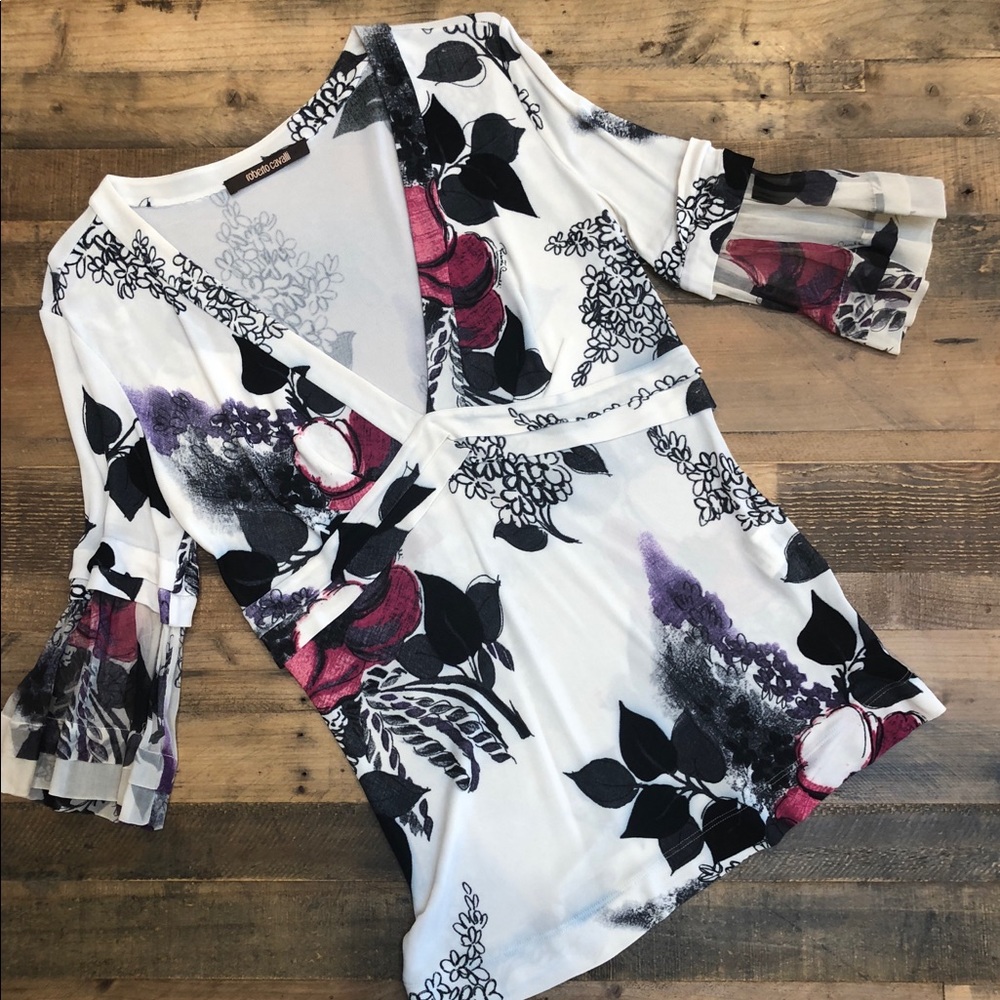 Roberto Cavalli Blouse with Sheer Sleeves